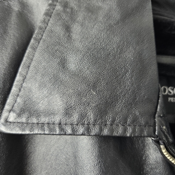 Oscar Piel Women's Belted Leather Short Trench Coat Size Large - Picture 8 of 16